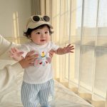 【80-120cm】セットアップ ゾウ柄 シャツ&ストライプパンツ - 画像 (6)