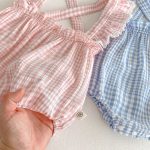 【66-90cm】サロペットロンパース ベビー フリル袖 チェック - 画像 (11)