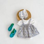 【66-90cm】ロンパースワンピ＆帽子 ベビー 女の子 花柄 お出かけに - 画像 (4)