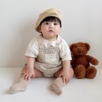 【66-90cm】セットアップ ベビー チェックサロペットロンパース&半袖Tシャツ - 画像 (6)