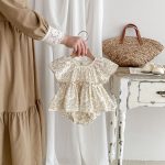 【66-90cm】ロンパース ベビー ガーリー 花柄 ナチュラル - 画像 (7)