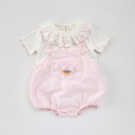 【66-100cm】セットアップ ベビー チェック サロペットロンパース&Tシャツ