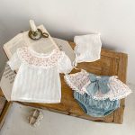 【73-110cm】セットアップ ベビー 花柄 レース リボン付き - 画像 (6)