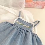 【73-120cm】デニムセットアップ ベビー 女の子 フラワー 刺繍 - 画像 (10)