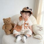【66-90cm】カバーオール＆バッグ ベビー クマ柄 ストライプ - 画像 (4)