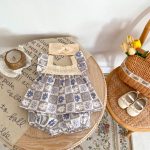 【66-100cm】セットアップ ベビー フラワー ギンガム - 画像 (3)