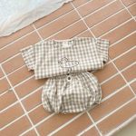 【66-100cm】セットアップ ベビー ドット/チェックあひるプリント - 画像 (8)