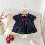 【66-90cm】ロンパース ベビー 女の子 チェックセーラー - 画像 (5)