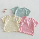 【73-120cm】Tシャツ ベビー 女の子 フリル 蝶結び - 画像 (4)