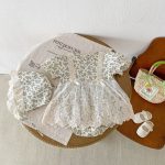 【66-90cm】ロンパース＆帽子 ベビー服 女の子 レース 花柄 - 画像 (6)