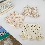 【66-100cm】セットアップ ベビー フリル袖トップス&レースショートパンツ - 画像 (5)