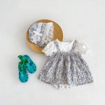 【66-90cm】ロンパースワンピ＆帽子 ベビー 女の子 花柄 お出かけに - 画像 (3)