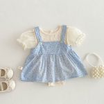 【66-90cm】セットアップ ベビー パフスリーブ ロンパース&キャミソール - 画像 (4)
