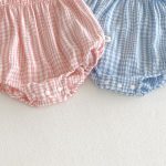 【66-90cm】サロペットロンパース ベビー フリル袖 チェック - 画像 (12)