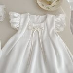 【66-100cm】ロンパース or ワンピース フリルスリーブ 蝶結び - 画像 (11)
