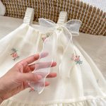 【66-90cm】キャミロンパースワンピース ベビー ガーリー 刺繍 花柄 - 画像 (8)