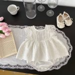 【66-90cm】ロンパース ベビー 女の子 アイレット 刺繍 - 画像 (7)