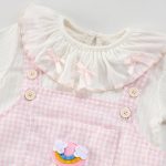 【66-100cm】セットアップ ベビー チェック サロペットロンパース&Tシャツ - 画像 (8)
