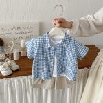 【73-100cm】シャツ or ベスト or ショートパンツ ベビー チェック カートゥーン - 画像 (7)