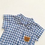 【66-90cm】ロンパース ベビー チェック クマロゴ - 画像 (11)