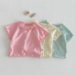 【73-120cm】Tシャツ ベビー 女の子 フリル 蝶結び - 画像 (5)