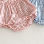 【66-90cm】サロペットロンパース ベビー フリル袖 チェック - 画像 (13)