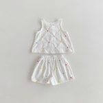 【66-100cm】セットアップ ベビー カラフルハート刺繍 - 画像 (5)