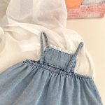 【73-120cm】デニムセットアップ ベビー 女の子 フラワー 刺繍 - 画像 (12)