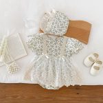【66-90cm】ロンパース＆帽子 ベビー服 女の子 レース 花柄 - 画像 (7)