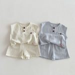 【73-110cm】セットアップ ペット柄 ノースリーブ 着心地良い 子供服 - 画像 (2)
