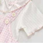 【66-100cm】セットアップ ベビー チェック サロペットロンパース&Tシャツ - 画像 (9)