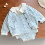 【66-100cm】ロンパース ニット編み シンプル 着心地良い ベビー服 - 画像 (4)
