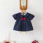 【66-90cm】ロンパース ベビー 女の子 チェックセーラー - 画像 (7)