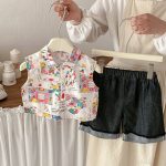【73-100cm】シャツ or ショートパンツ ベビー 男の子 カートゥーン ノースリーブ - 画像 (5)