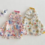 【73-120cm】セットアップ ベビー 女の子 フード付き 薄手 - 画像 (4)