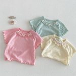 【73-120cm】Tシャツ ベビー 女の子 フリル 蝶結び - 画像 (3)