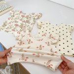 【66-100cm】セットアップ ベビー フリル袖トップス&レースショートパンツ - 画像 (9)