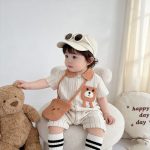 【66-90cm】カバーオール＆バッグ ベビー クマ柄 ストライプ - 画像 (6)