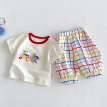 【73-110cm】セットアップ ツリー柄 シャツ&カラフルパンツ