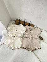 【73-100cm】セットアップ ベビー 韓国風 フリルワッフル - 画像 (8)