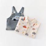 【73-100cm】セットアップ 車柄 デニム サロペット&シャツ - 画像 (7)