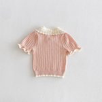 【73-100cm】Tシャツ 半袖 可愛い襟 トップス - 画像 (12)