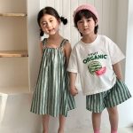 【80-150cm】セットアップorワンピース スイカ ストライプ おしゃれ - 画像 (17)