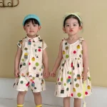 【80-150cm】セットアップ or ワンピース キッズ 韓国風 ドット - 画像 (7)
