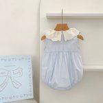 【66-130cm】ロンパースorワンピース フリル襟 ブルー 姉妹服 - 画像 (10)