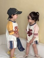 【80-150cm】セットアップ キッズ 男女兼用 カラー切り替え 英字柄 - 画像 (8)