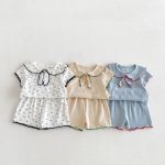 【66-110cm】セットアップ 柔らか 無地 肌に優しい ベビー服 - 画像 (2)