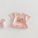 【73-120cm】Tシャツ うさぎプリント 可愛い フリル 韓国風 トップス - 画像 (11)