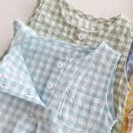 【66-90cm】ロンパース ベビー ノースリーブ チェック柄 - 画像 (17)