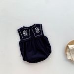 【66-90cm】ロンパース ベビー ナチュラル 花刺繍 スクエア襟 - 画像 (17)